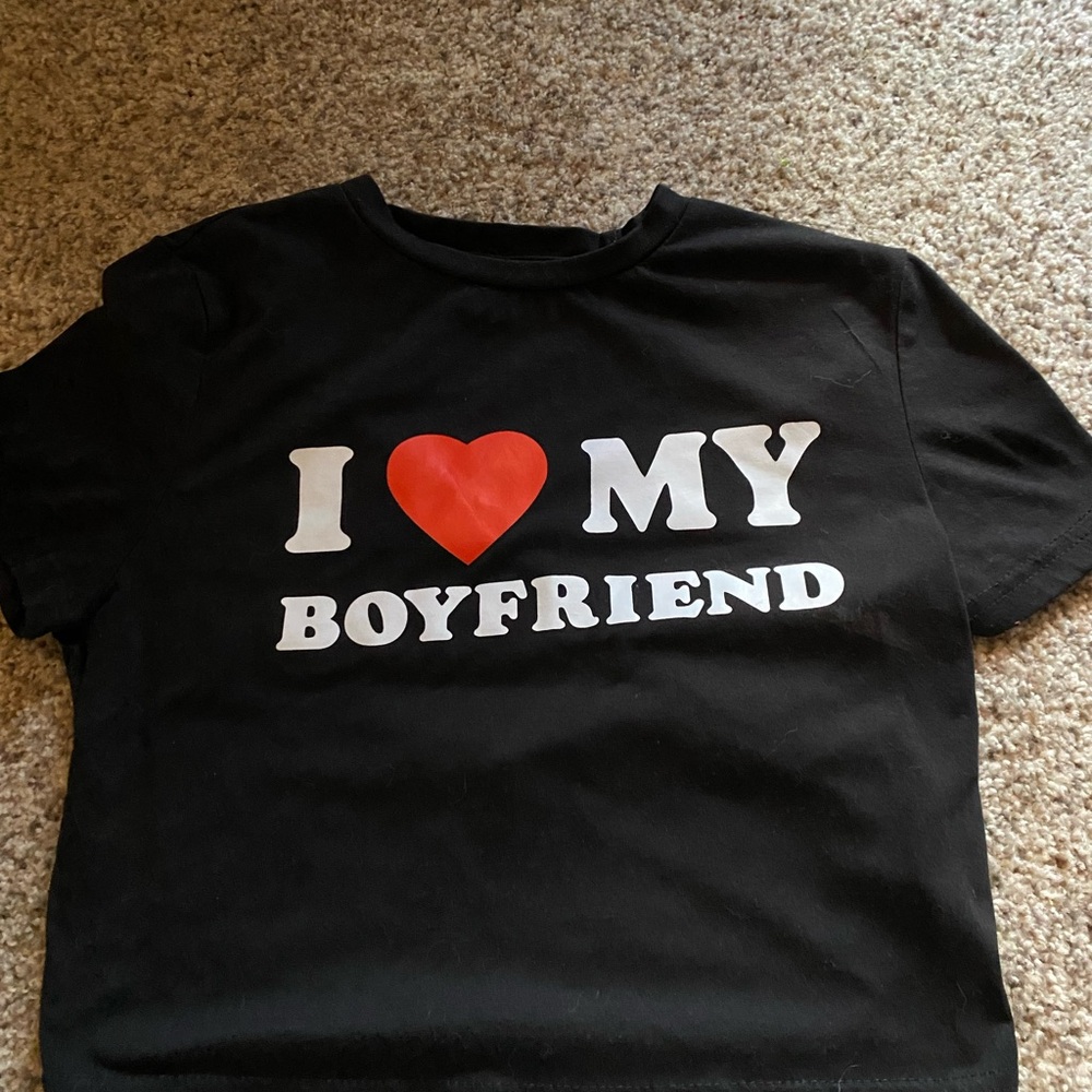 Black Shirt with Red Heart Print